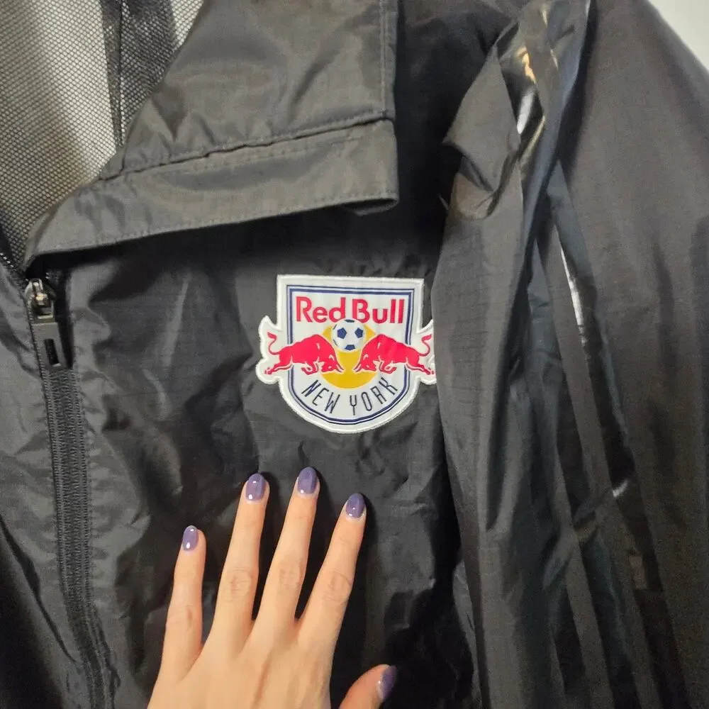 Adidas Red Bull NY windbreaker jacket black on black ripstop 2XL soccer